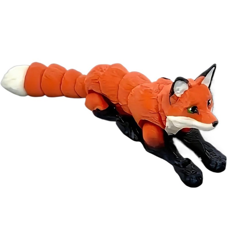 3D printed black and white cat and orange and white fox joint movable children's toy gift desktop decoration figurine